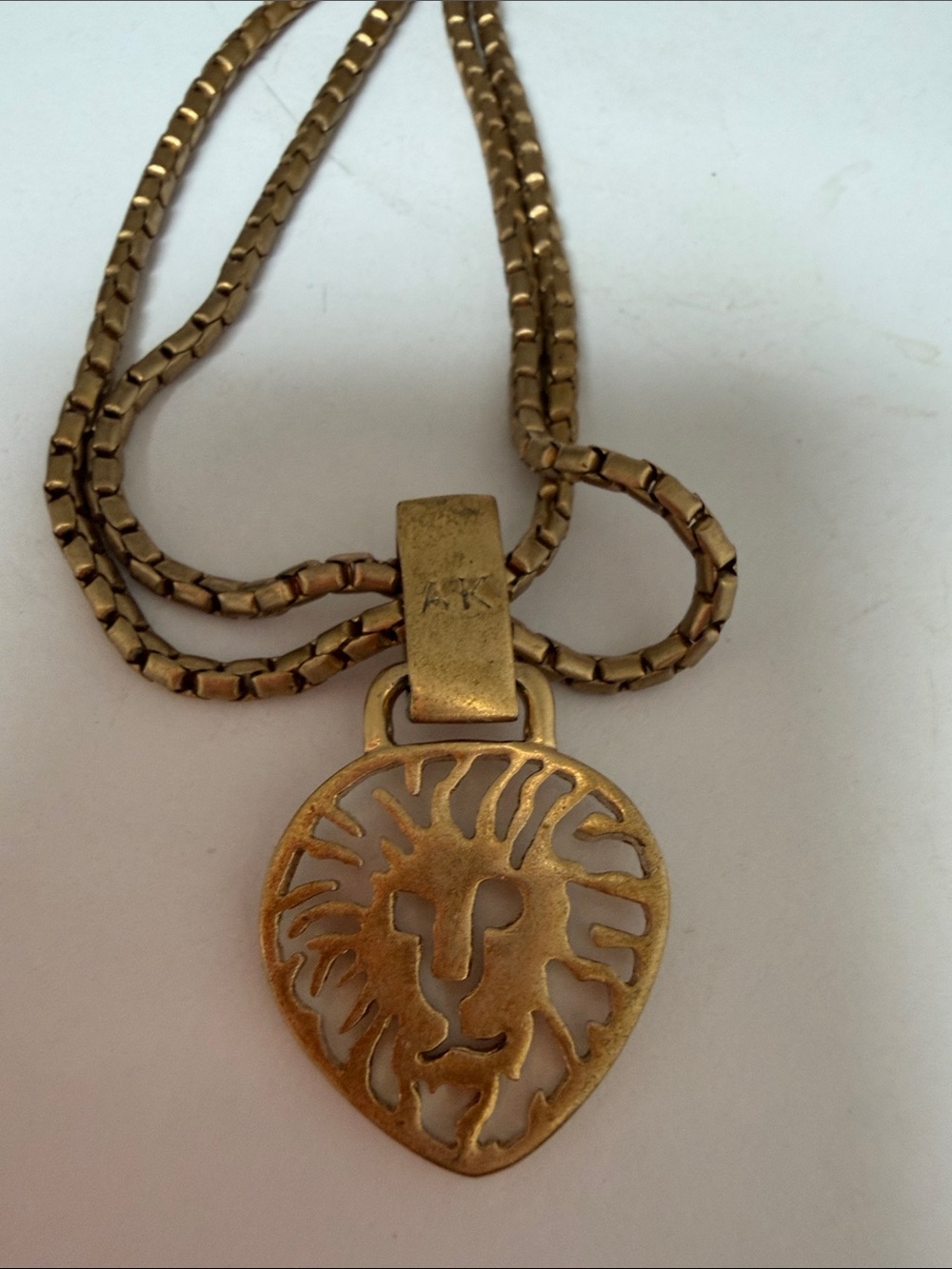 Anne Klein Gold-Tone Heart Pendant Necklace with Lion Motif - Picture 2 of 4